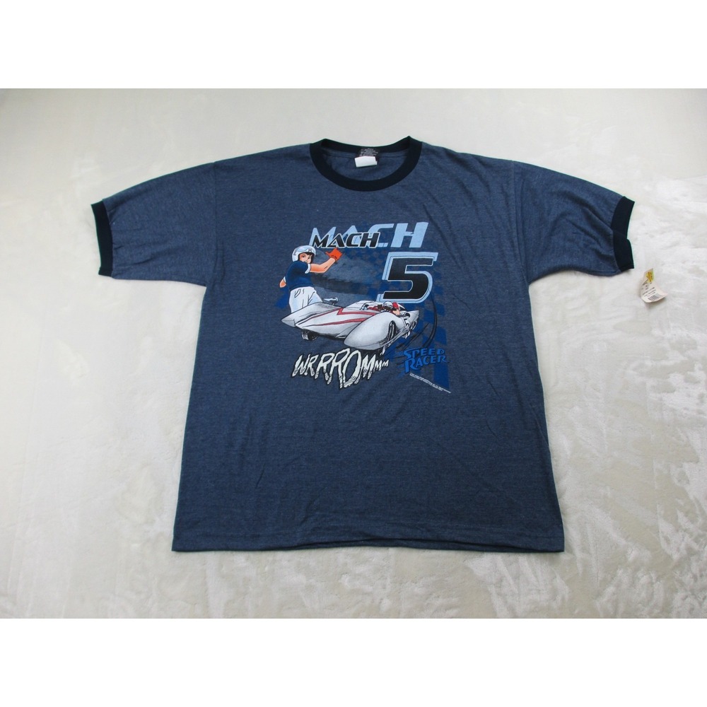 NEW‎ VINTAGE Speed Racer Shirt Mens Extra Large Blue Mach 5 2004